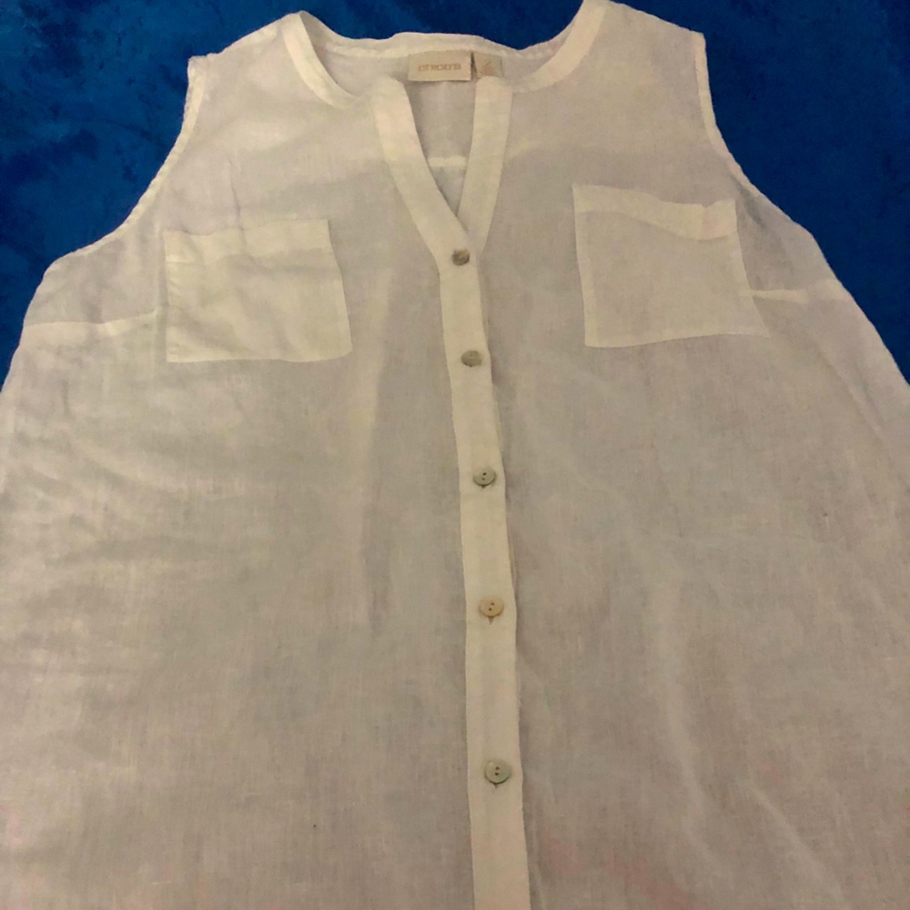 Chico’s White Sleeveless Linen Tunic